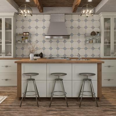 "Merola Tile Kings Field Blue 17-3/4"" x 17-3/4"" Porcelain Floor and Wall Tile"