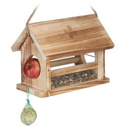 Relaxdays Wetterfestes Vogelfutterhaus Hellbraun