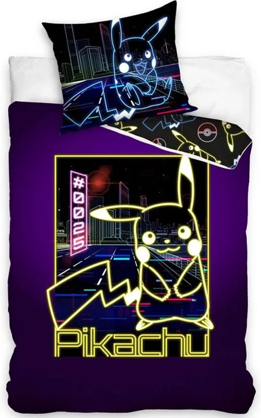 Pokémon Dekbedovertrek City Glow in the Dark voor volwassenen, 140 x 200 cm