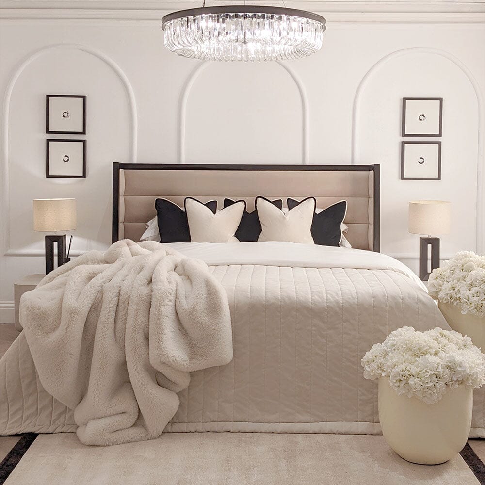 Valencia Mink & Black Premium Channelled Winged Bed, Super King