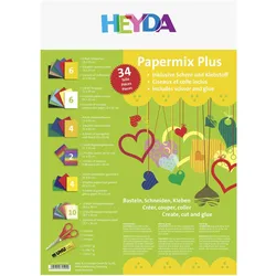 5x Heyda, Bastelpapier, Bastelpapier Papermix Plus VE=34 Teile