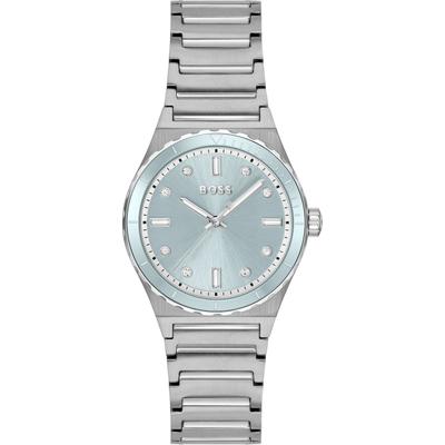 Quarzuhr BOSS "CANDOR LADIES SPORT", silber (silberfarben), Armbanduhren, Damen, Quarzuhr, Armbanduhr, Damenuhr, Edelstahlarmband, analog, Glassteine