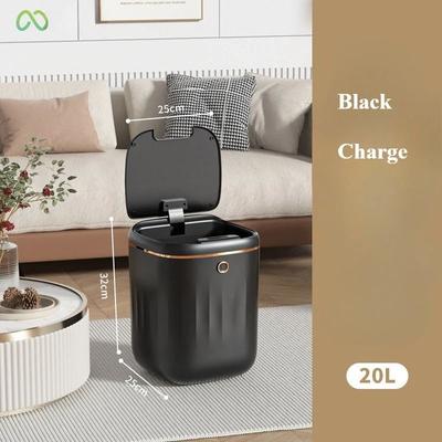 20L Automatic Smart Sensor Trash Can Waterproof Large Capacity black Charge charge