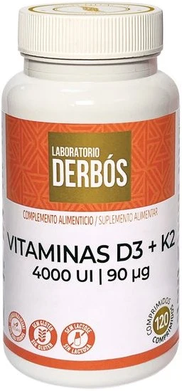 Derbós Vitamins D3 + K2 4000 Ui 90 Aîœg 120 Tablets