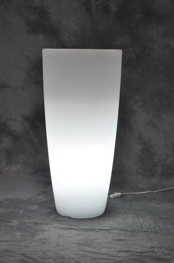 giardini del re Home Light Tondo 33x70h B Vaso Luminoso Per Piante In Resina Colorata Per Interno / Esterno Cm 33x70h Bianco Ghiaccio Luce Bianca - Home Light Tondo Arredamento