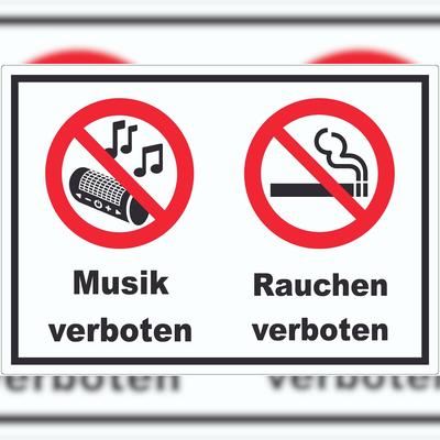 HB-Druck Aufkleber Musik und Rauchen verboten A2 (420x594mm)