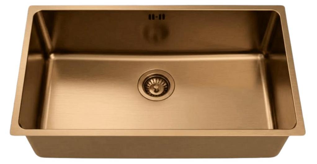 Inoxa Spüle, Modell: 1 große Einzelbecken, Größe: 76x44 cm, Material: gebürstetes Kupfer-Edelstahl, Marke: Essebagno