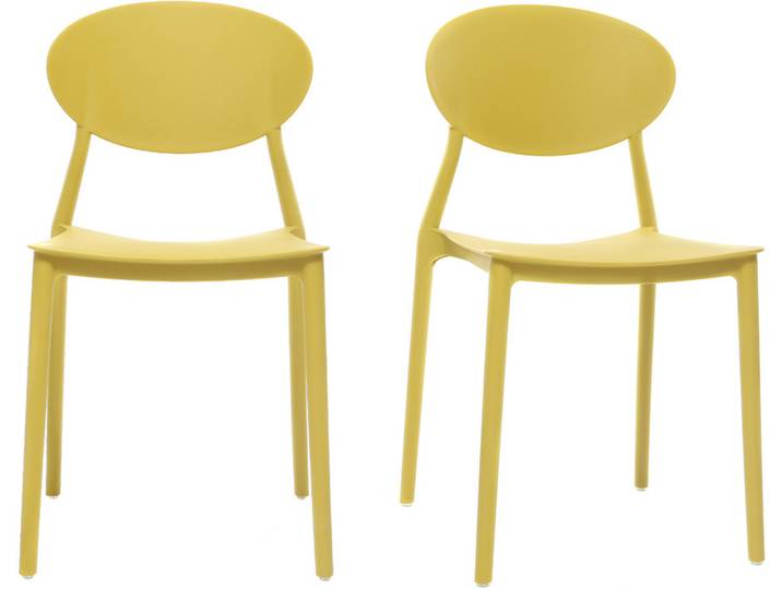 Chaises design empilables jaunes intérieur - extérieur (lot de 2) ANNA