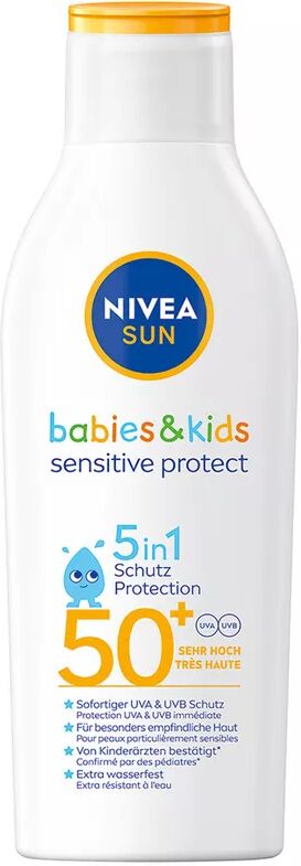 NIVEA SUN - Babies & Kids Sensitive Protect Lotion LSF 50+, Sun Babies & Kids Sensitive Protect Lotion, 200 ml