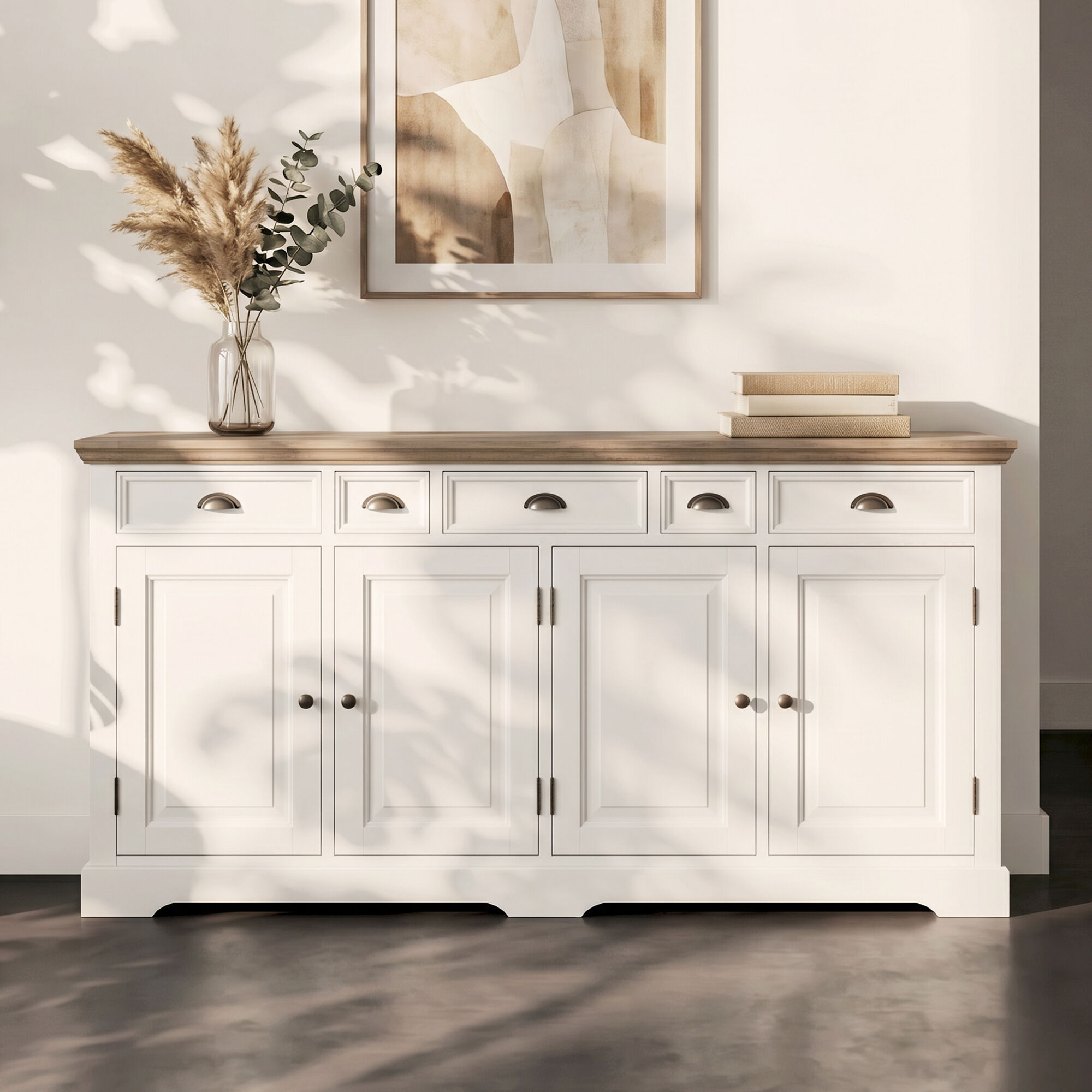 LUMZ Landelijk dressoir wit 200 cm 200x50x90cm