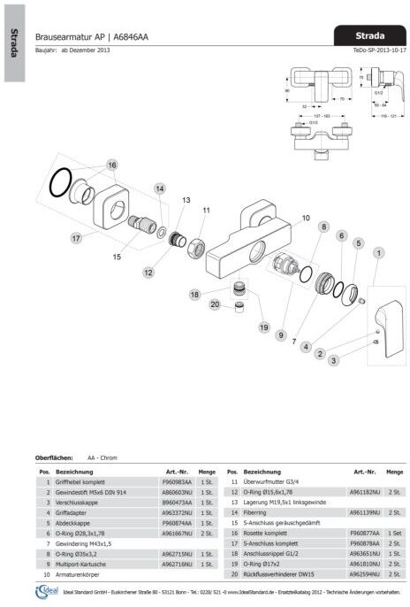 Ideal Standard Innen- und AußenRosette, F960877AA quadratisch, Chrom