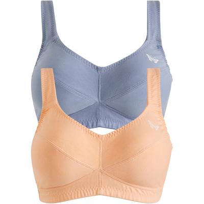 Büstenhebe BONPRIX, Damen, Gr. 90, Cup C, 2, bunt (melba, mattblau), Obermaterial: 95% Baumwolle, 5% Elasthan. Futter: 100% Baumwolle, BHs Büstenhebe, breite, gepolsterte Träger, bügelos, mit Haken & Ösen Verschluss