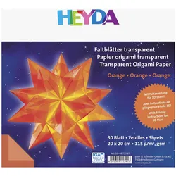 5x Heyda, Bastelpapier, Falblätter Papier 20x20cm orange transparent VE=30 Blatt (115 g/m2, 1x)