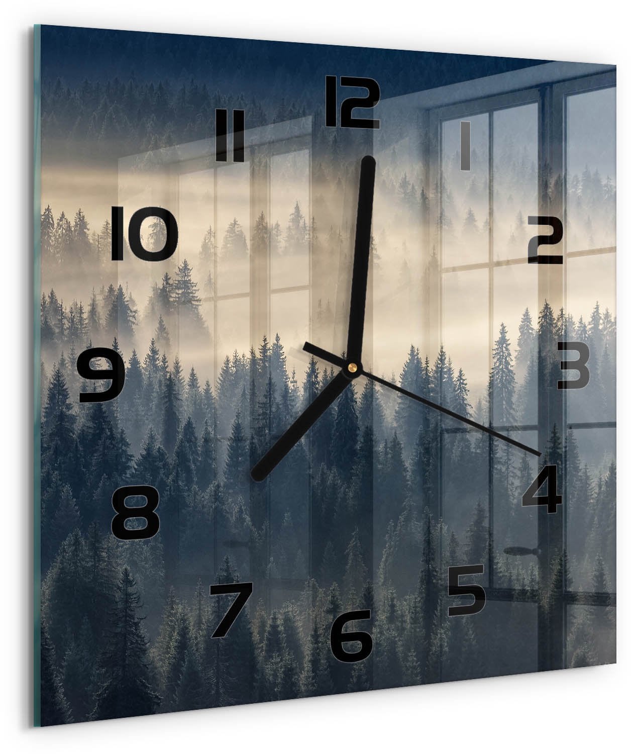 Tulup Wandklok Mist boven het bos - Grijs - 30 x 30 cm