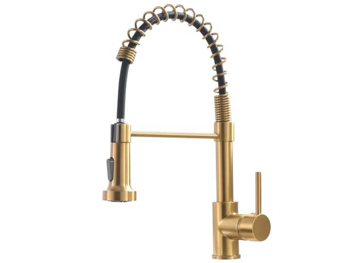 AIMADI Küchenarmatur Hochdruck, ausziehbarer Wasserhahn für die Küche mit 2 Strahlarten, 360° schwenkbar, Einhebelmischer, Gold