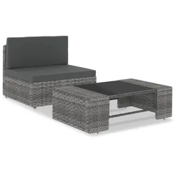 vidaXL 2-tlg. Garten-Lounge-Set Poly Rattan Grau