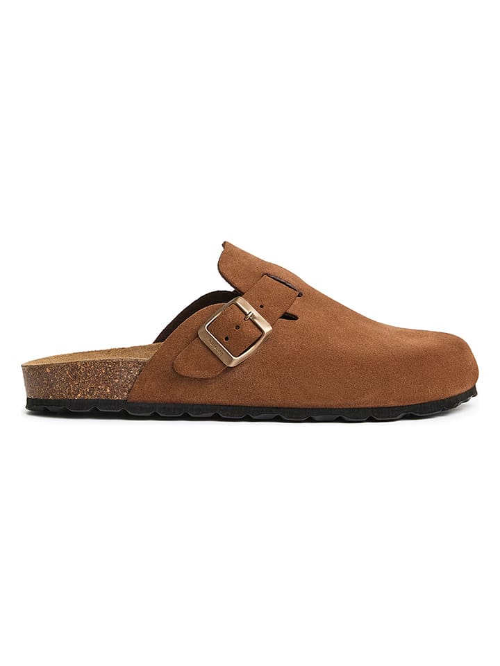 billowy Leder-Clogs in Hellbraun - 38