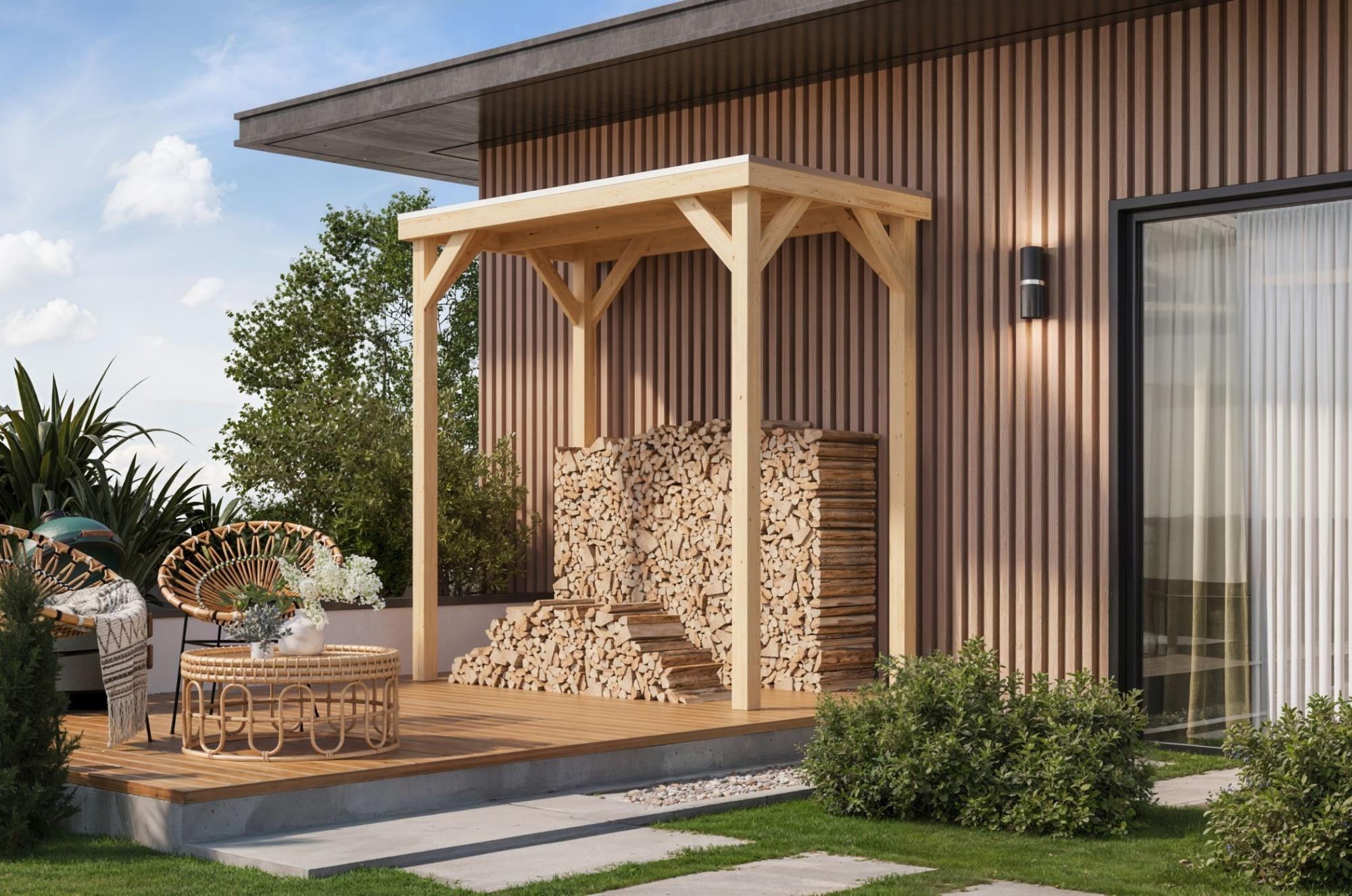 Pavillon Holzpavillon Unterstand Holzunterstand Grillunterstand Mülltonnenunterstand CUBECO HALB 231x124x243 cm