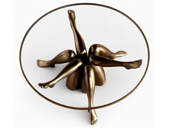mukuhi Couchtisch Couchtisch Glas 122 cm FRP Skulptur Design Gold Luxus