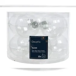Decoris Weihnachtskugeln Glas Glanz D.6cm transparent/klar 10 Stück