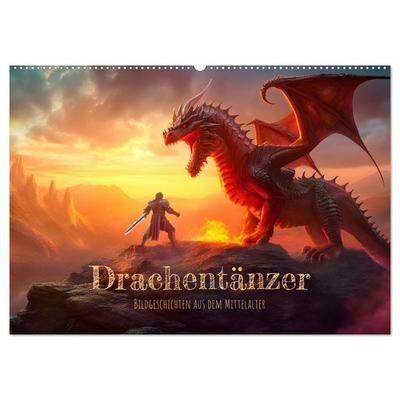 Drachentänzer - Bildgeschichten aus dem Mittelalter (Wandkalender 2026 DIN A2 quer), CALVENDO Monatskalender