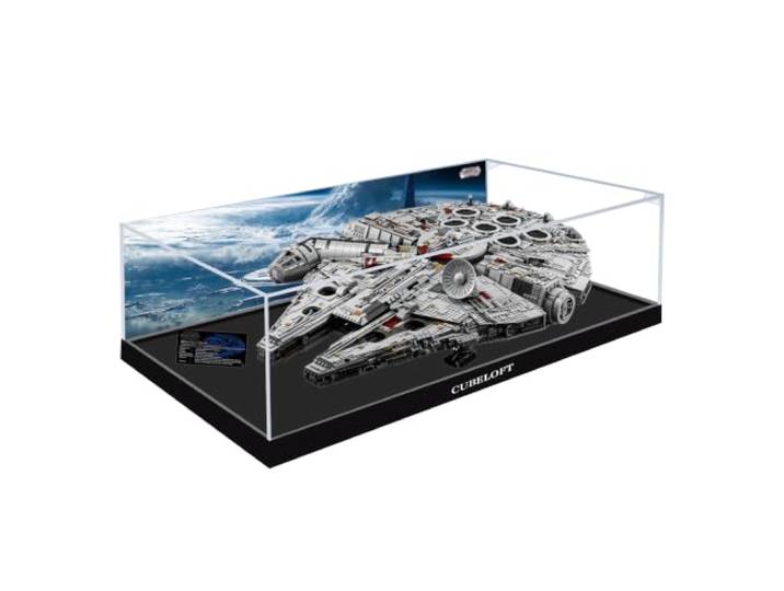 Acryl-Vitrine für Lego 75192 Ultimate Millennium Falcon Bauset, Staubdichte Transparente Box - Nur Vitrine, Schaukasten Kompatibel mit Lego 75192 (Back Spray A)