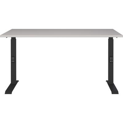 Schreibtisch GERMANIA "Lemont", braun (kaschmir, schwarz, kaschmir), B:140cm H:68cm T:80cm, Tische, Schreibtisch, Mechanisch höhenverstellbarer Schreibtisch
