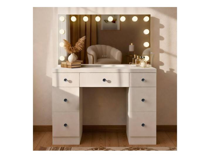 furnicato Schminktisch Lerona 144x110x49 cm weiß (1-St)