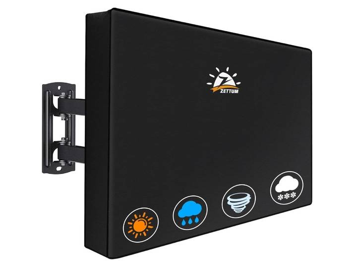 TV Abdeckung für 55-58 Zoll Fernseher, Outdoor, 600D Oxford PU, Wasserdicht, Schwarz
