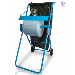 Putzrollenhalter FIX, fahrbar, mit Abfallsackhalterung, für Putzrollen bis 40 cm Breite