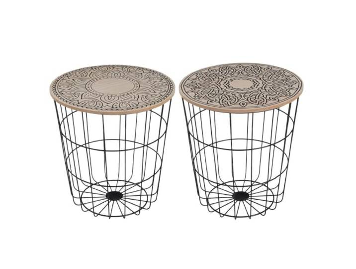 Set mit 2 Beistelltischen aus Metall und MDF in Schwarz