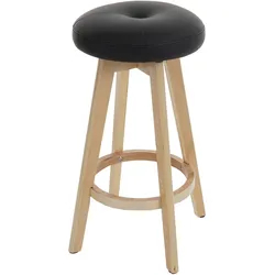 Barhocker Boras, Barstuhl Tresenhocker, Holz Kunstleder drehbar ~ schwarz, helle Beine