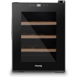 H.Koenig AGE12 Weinkühlschrank / 12 Flaschen / Temperatur von 11°C bis 18°C / LED-Temperaturanzeige / Holzlagerböden