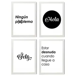 POSTER Set mit 4 Hallo TypografieStil A3 Weißer Rahmen
