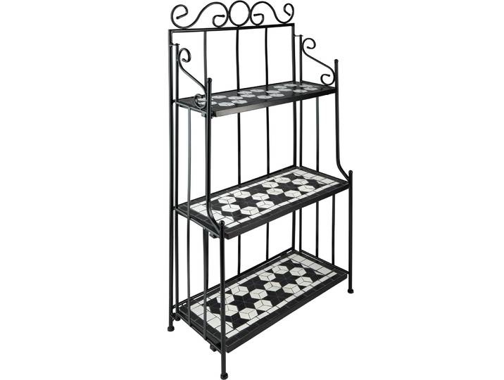 Metallregal Mosaik 3 Böden - schwarz/weiss