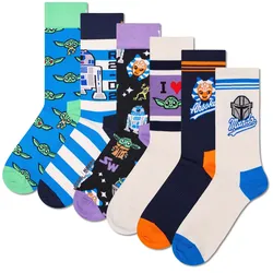 Happy Socks Herren Socken, 6er Pack - STAR WARS, Geschenkbox, Motivsocken Star Wars Gift Set Mandalorian / 41-46