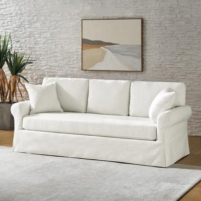 "HULALA HOME Enrico 82"" Farmhouse Slipcovered Sofa with Rolled Armrest"