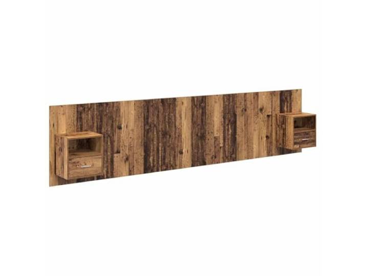 Kopfteil mit Nachttisch, 3-teilig, Holz-Finish, Holz-Finish Minimalistisches Design, Wandmontage, Schubladen mit Metallgriffen, glatte Oberfläche, einfache Reinigung