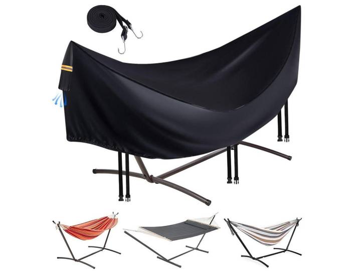 Hängematten-Abdeckplane 368 cm Wasserdicht 420D Oxford Schwarz, 140x91.5x368 cm, Gartenzubehör, Abdeckung für Gartenmöbel