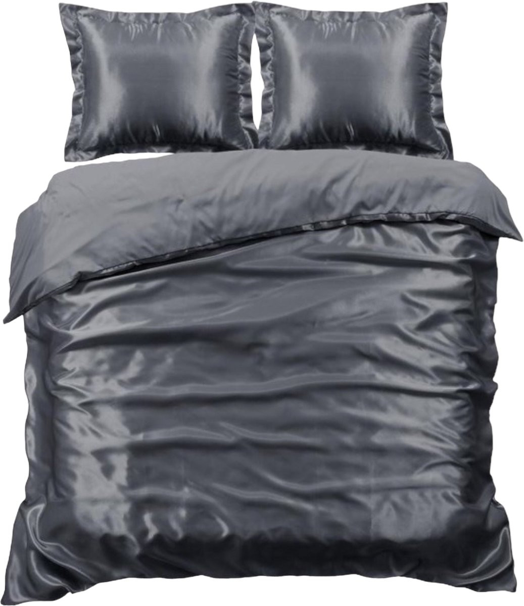 Beauty Silk Dekbedovertrek in Glans Satijn - Antraciet - 240 x 220 cm