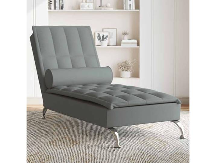 ZXQVLMRS Chaiselongue mit Massagefunktion, Relaxliege Dunkelgrau Stoff Integrierte Vibrationsfunktion, Verchromte Metallbeine, Atmungsaktives Material