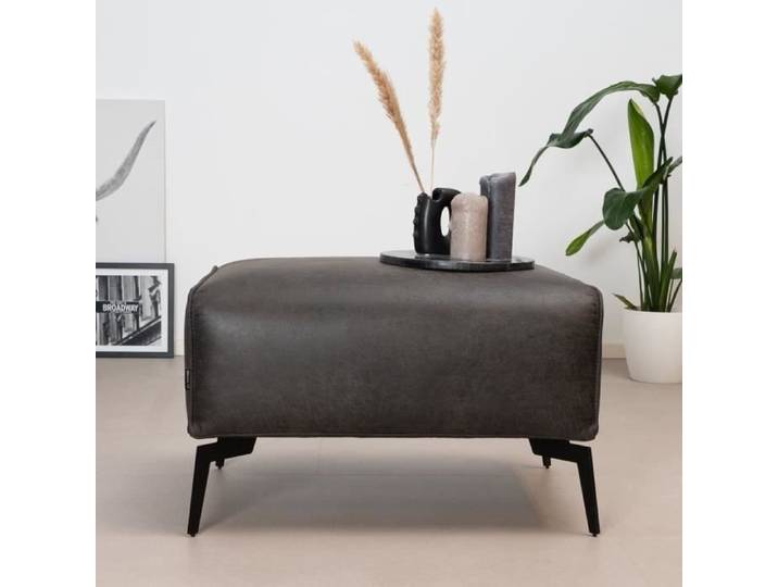 Pouf éco-cuir Vegas anthracite - Livin24 - Transformez votre canapé en U - Multifonctionnel