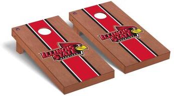 Skip's Garage Illinois State ISU Redbirds Cornhole Board Set - Rosewood Stripe Version