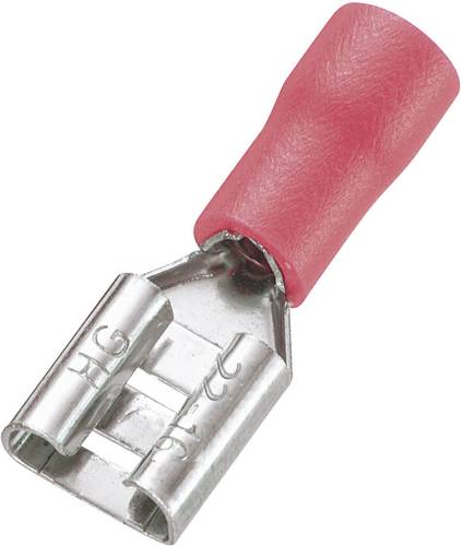 TRU Components 745151 Flachsteckhülse Steckbreite: 6.4mm Steckdicke: 0.5mm 180° Teilisoliert Rot 100St.