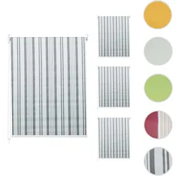 4er-Set Rollo HWC-D52, Fensterrollo Seitenzugrollo Jalousie, 100x160cm Sonnenschutz blickdicht ~ grau/weiß