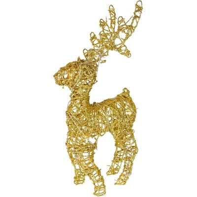 LED-Dekofigur I.GE.A. "LED-Rattan-Hirsch", gold, B:24cm H:50cm, Draht, Dekofiguren, Statue leuchtend Weihnachtsdeko Figur Reh Skulptur Garten