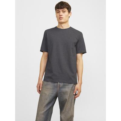 Rundhalsshirt JACK & JONES "JJEORGANIC MELANGE TEE SS O-NECK NOOS", Herren, Gr. L, grau (dunkelgrau melange), Jersey, Obermaterial: 60% Baumwolle, 40% Polyester, meliert, normal normal, Rundhals, gerader Abschluss, Shirts Rundhalsshirt,...