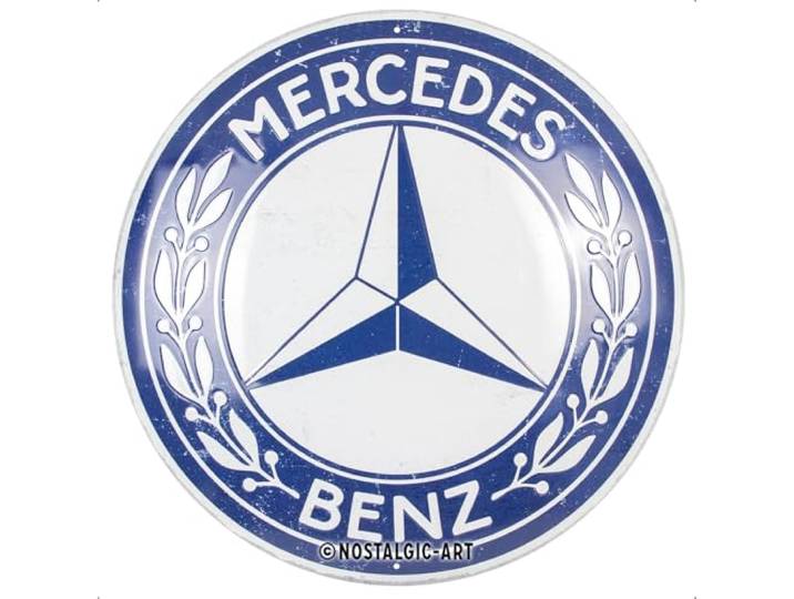 Nostalgic-Art Retro metalen bord, Ø 35 cm, Mercedes-Benz – Logo – Cadeau idee voor Mercedes-Benz fans, Official License Product (OLP), van metaal, vintage design