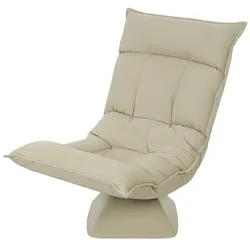 MODFU Bodenstuhl 95x70x62 360° Drehbar Beige mit 5-Fach Verstellbarer Rückenlehne und Klappbarem Design für Wohnzimmer & Lesen