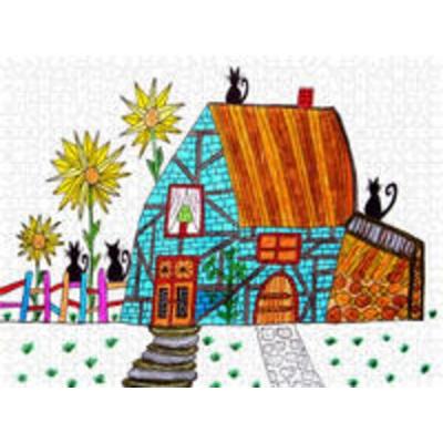 CALVENDO Puzzle Bauernhaus mit Katzen | 1000 Teile Lege-Größe 64 × 48 cm Foto-Puzzle für glückliche Stunden
